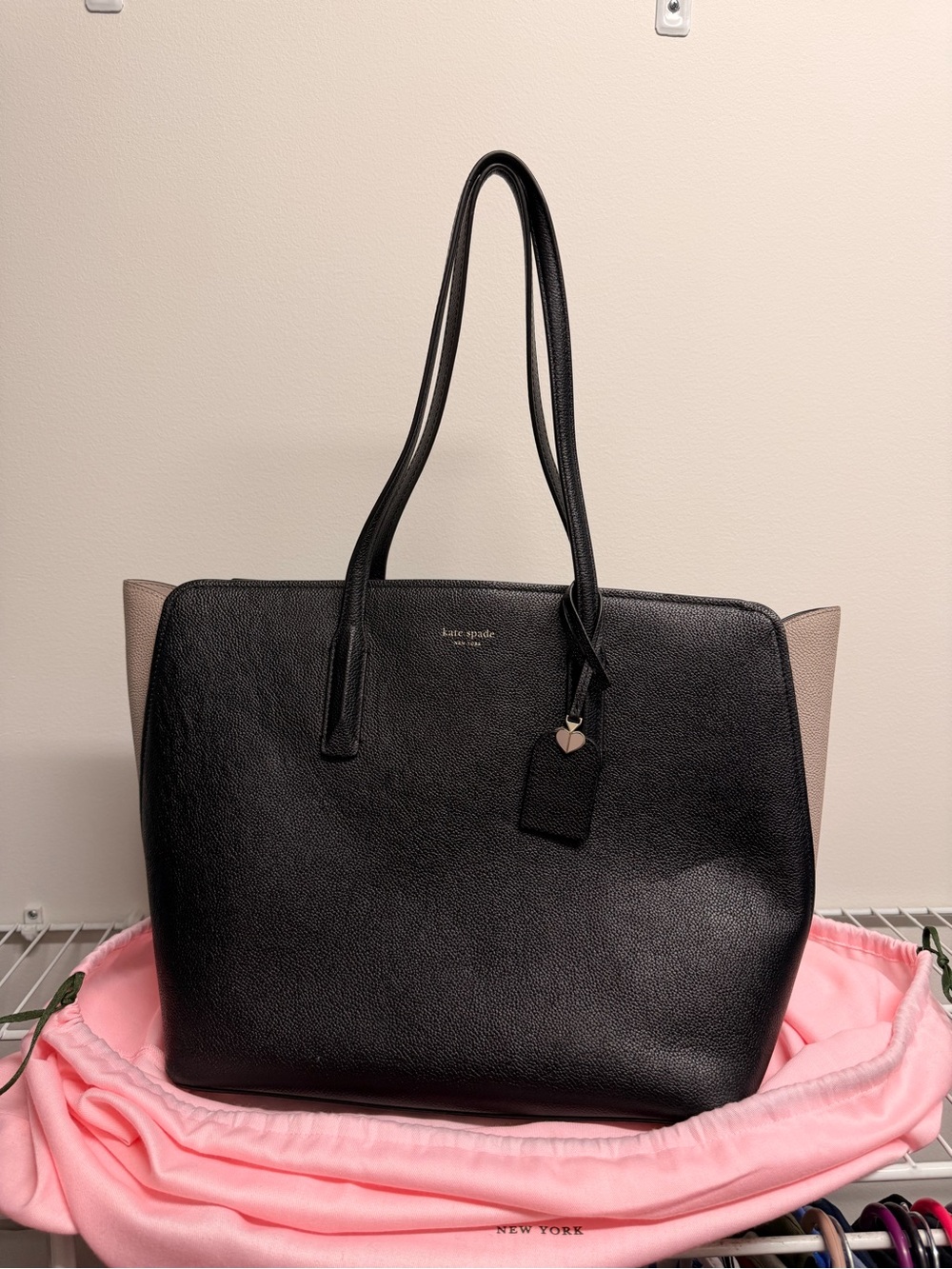 kate spade Black & Taupe Pebbled Leather Tote